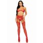 Sexy 3-tlg Leg Avenue Damen Dessous-Set mit Strass Rot