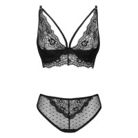 2 pcs womens lace lingerie set underwear bra panties black