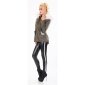 Kurzer Damen Parka Mantel Winterjacke mit Kunstfell Olivgrün