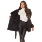 Womens winter short coat in buckskin look with faux fur black