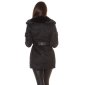 Womens winter short coat in buckskin look with faux fur black