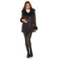 Womens winter short coat in buckskin look with faux fur black