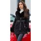 Womens winter short coat in buckskin look with faux fur black