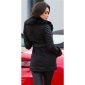 Womens winter short coat in buckskin look with faux fur black