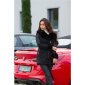 Womens winter short coat in buckskin look with faux fur black
