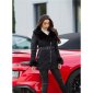 Womens winter short coat in buckskin look with faux fur black