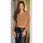 Kuschelweicher Damen Crop Pullover mit Knöpfen Cappuccino