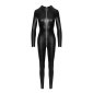 Damen Wetlook Catsuit mit 3-Wege-Zipper Clubwear Schwarz 38 (M)