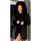 Long womens winter puffer jacket with hood & fake fur black