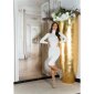 Elegantes Damen Rippstrick-Kleid mit Rollkragen Creme