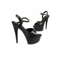 Sexy Damen Gogo Plateau High Heels aus Kunstleder Schwarz