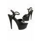 Sexy Damen Gogo Plateau High Heels aus Kunstleder Schwarz