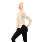 Damen Kunstlederjacke mit Totenkopf am Rücken Beige