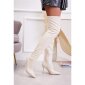 Sexy hochhackige Damen Overknee Lackstiefel Beige