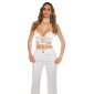 Cropped womens satin strappy bustier top white