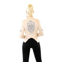 Womens faux leather jacket with skull at the back beige UK 14 (L)