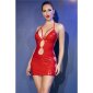 Womens vinyl mini dress with cut-outs latex look clubwear red