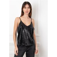 Sexy womens sequined party strappy top black