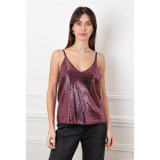 Sexy Damen Party Pailletten-Trägertop Pink