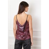 Sexy womens sequined party strappy top fuchsia