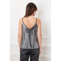 Sexy womens sequined party strappy top silver