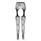 Sexy Passion Damen Netz-Strumpfhose in Straps-Optik Schwarz