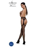 Sexy Passion Damen Netz-Strumpfhose in Straps-Look Schwarz