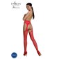 Sexy Passion Damen Netz-Strumpfhose in Straps-Look Rot