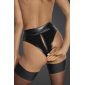Sexy womens wet look panties with zipper at crotch black