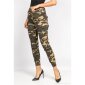 Womens skinny cargo jeans in army look camouflage olive-green