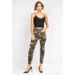 Womens skinny cargo jeans in army look camouflage olive-green