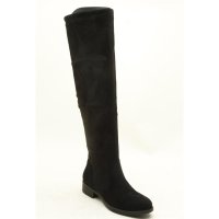 Flat knee-high womens boots velour lined black