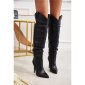 Sexy womens faux leather boots with stiletto heel black UK 7