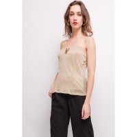 Sexy womens party strappy top with glitter effect gold