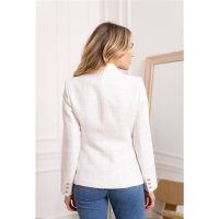 Womens bouclé blazer jacket with gold buttons white UK 16 (XL)
