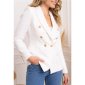 Womens bouclé blazer jacket with gold buttons white UK 16 (XL)