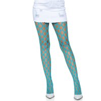 Sexy womens fishnet tights pantyhose festival neon-blue...