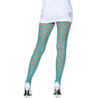Sexy womens fishnet tights pantyhose festival neon-blue Onesize (UK 8,10,12)