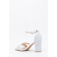 Elegante Damen Riemchen-Sandaletten mit Glitzer Silber EUR 40