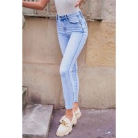 Damen Skinny Röhrenjeans mit Push-Up Effekt Hellblau