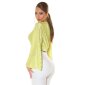 Bauchfreie Damen Langarm-Bluse in Wickel-Optik Hellgrün