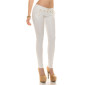 Skinny Damen Treggings Hose in Leder-Look mit Schnürung Weiß 42 (XL)