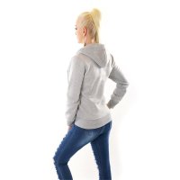 Gefütterte Damen Sweatjacke mit Kapuze Hellgrau
