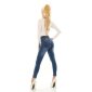 Skinny Damen High Waist Röhrenjeans Used-Look Dunkelblau