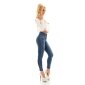 Skinny Damen High Waist Röhrenjeans Used-Look Dunkelblau