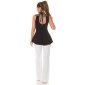 Flared womens longtop with crochet lace black