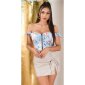 Cropped womens off-the-shoulder Latina top with zip baby blue