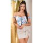 Bauchfreies Damen Off-Shoulder Latina Top mit Zipper Babyblau