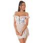 Bauchfreies Damen Off-Shoulder Latina Top mit Zipper Weiß