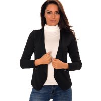Elegant womens slim-fit blazer jacket black Onesize (UK 8,10,12)